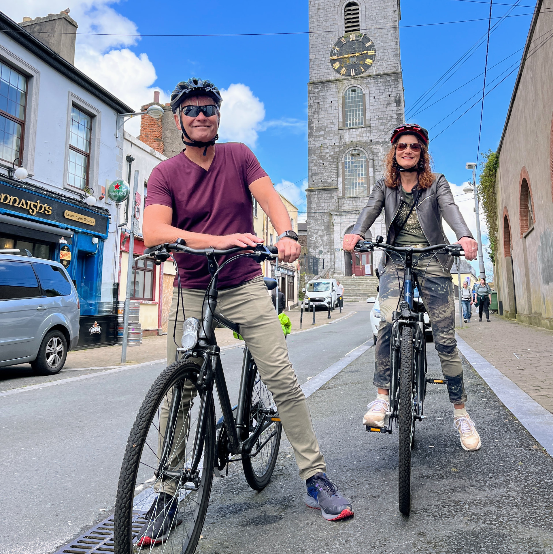 Cyclists at Shandon on a private Cork City Cycle Tour