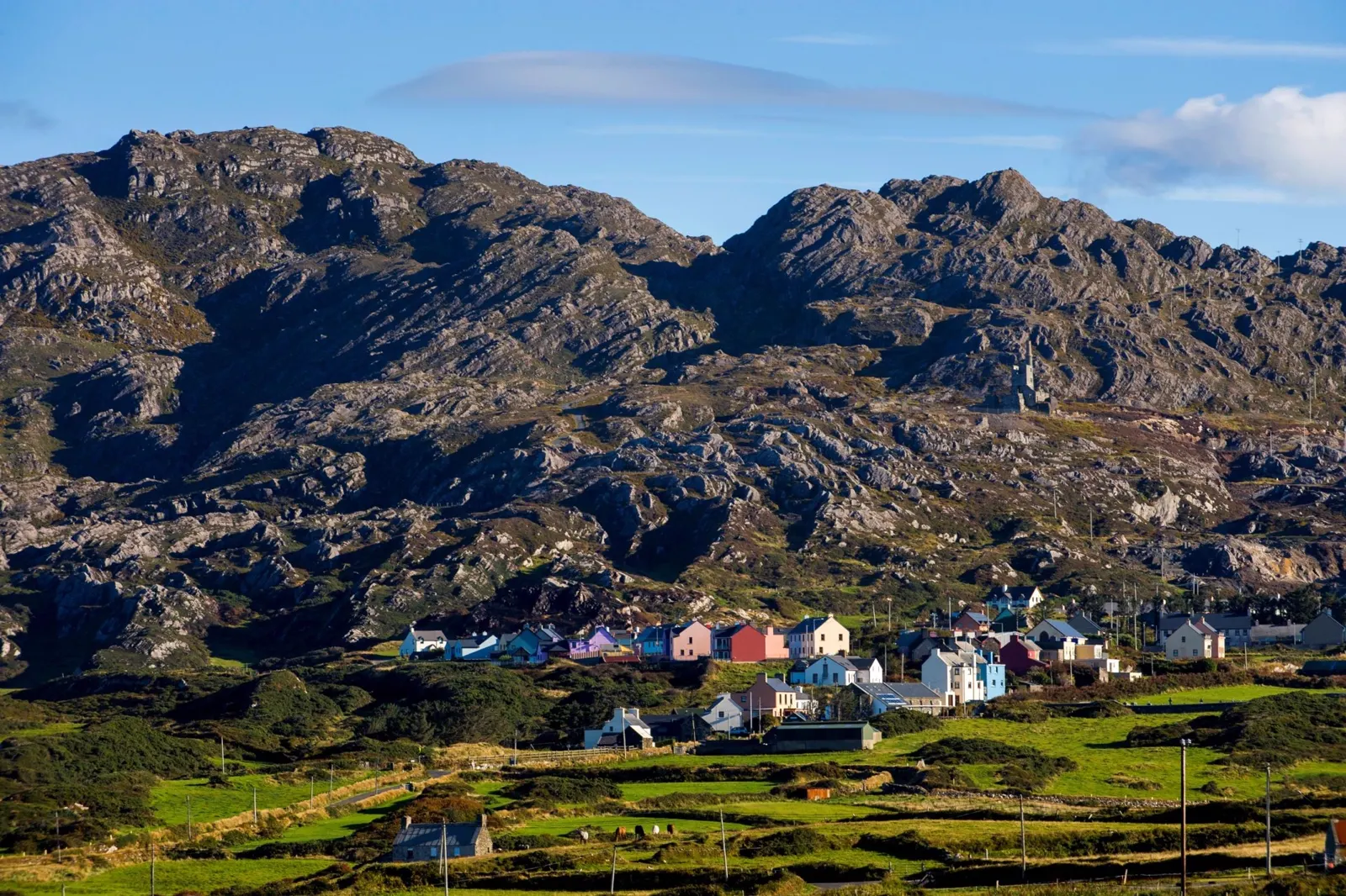 Colourful houses in Allihies village on the Beara Peninsula, West Cork